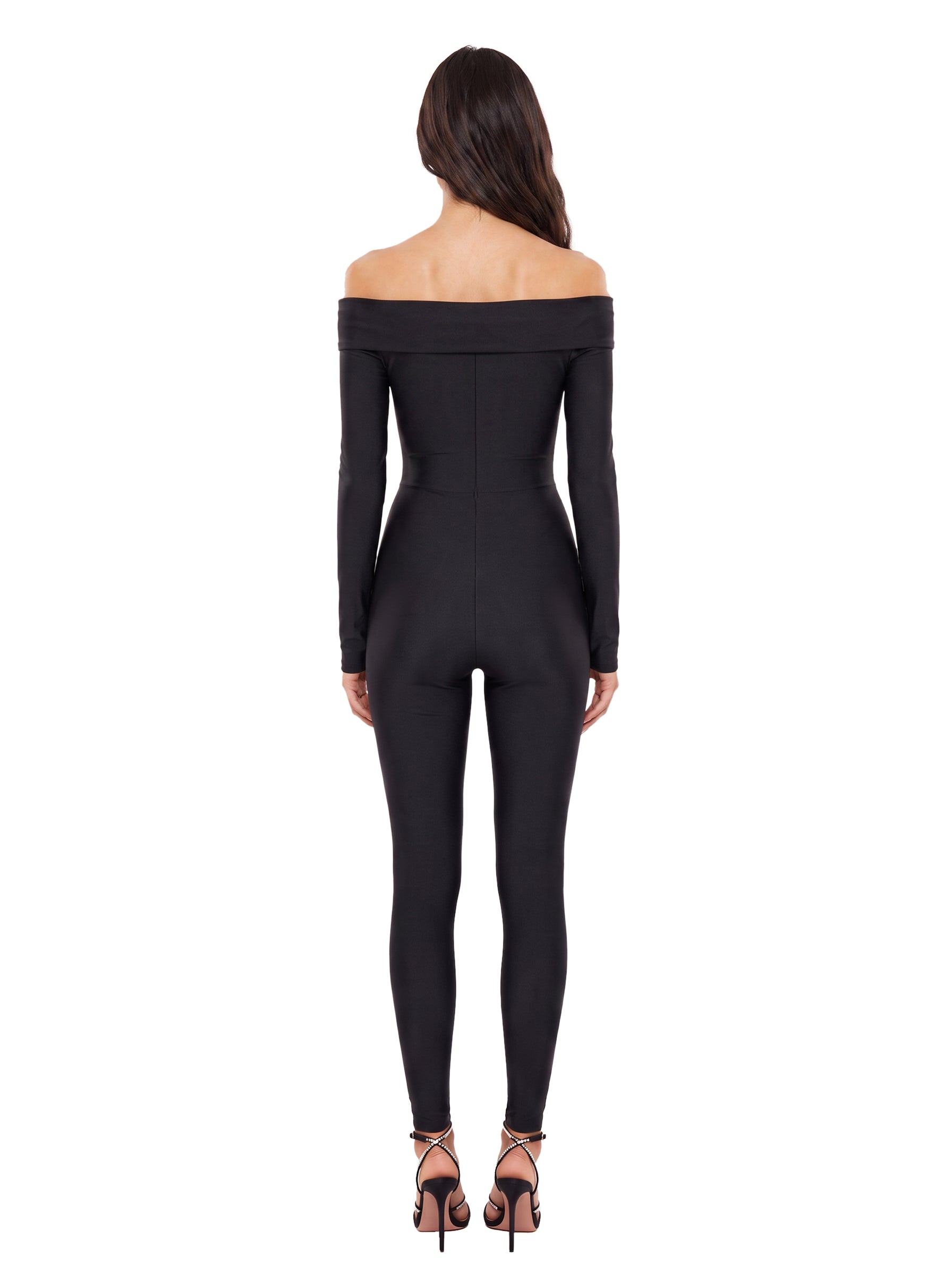Tuta con spalle scoperte Kendall in nero 