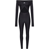 Tuta con spalle scoperte Kendall in nero 