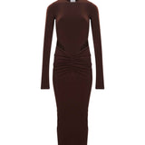 Abito midi con cut-out Heloise in marrone 