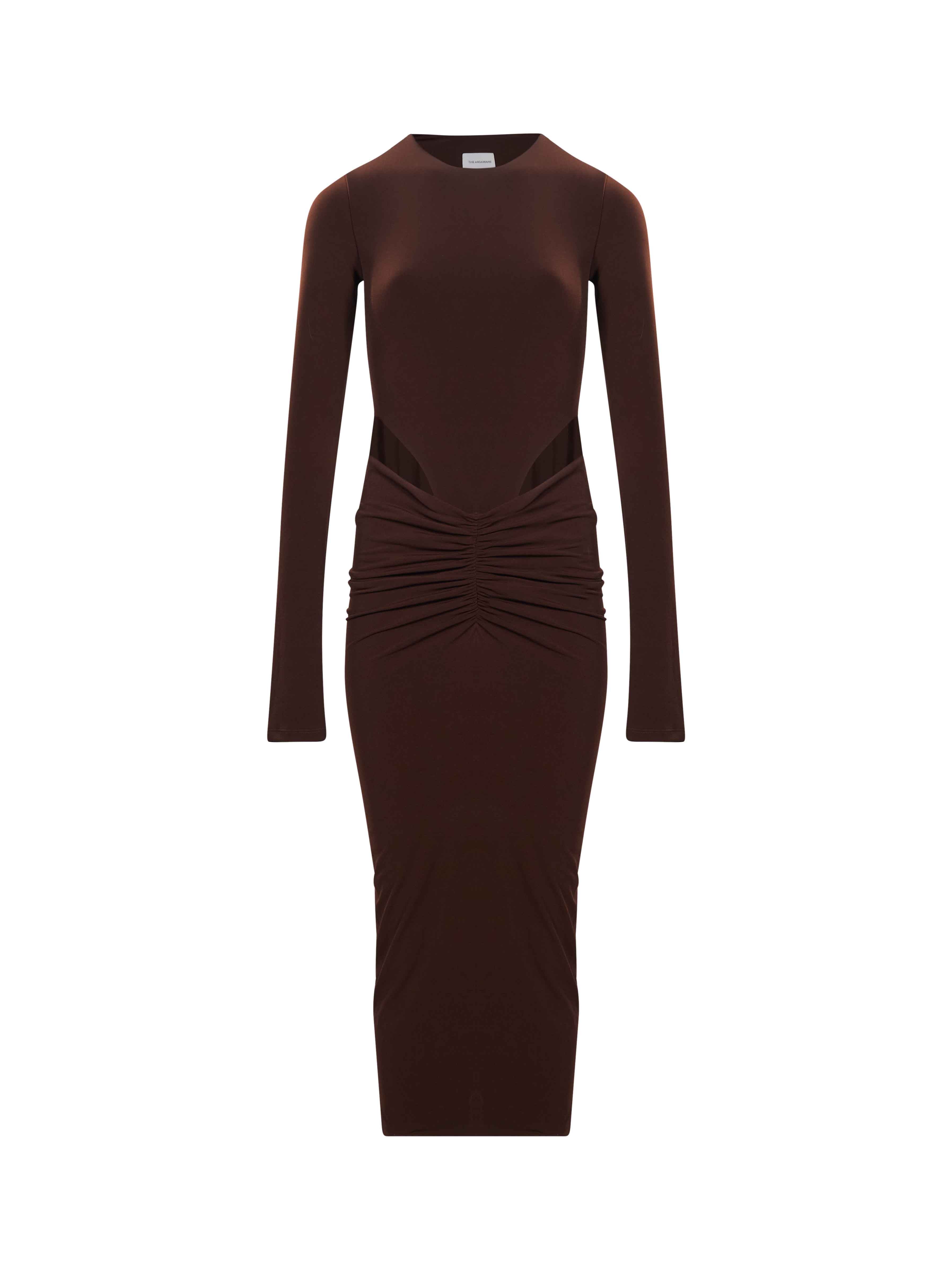 Abito midi con cut-out Heloise in marrone 