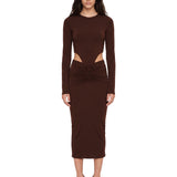 Abito midi con cut-out Heloise in marrone 