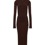 Abito midi con cut-out Heloise in marrone 