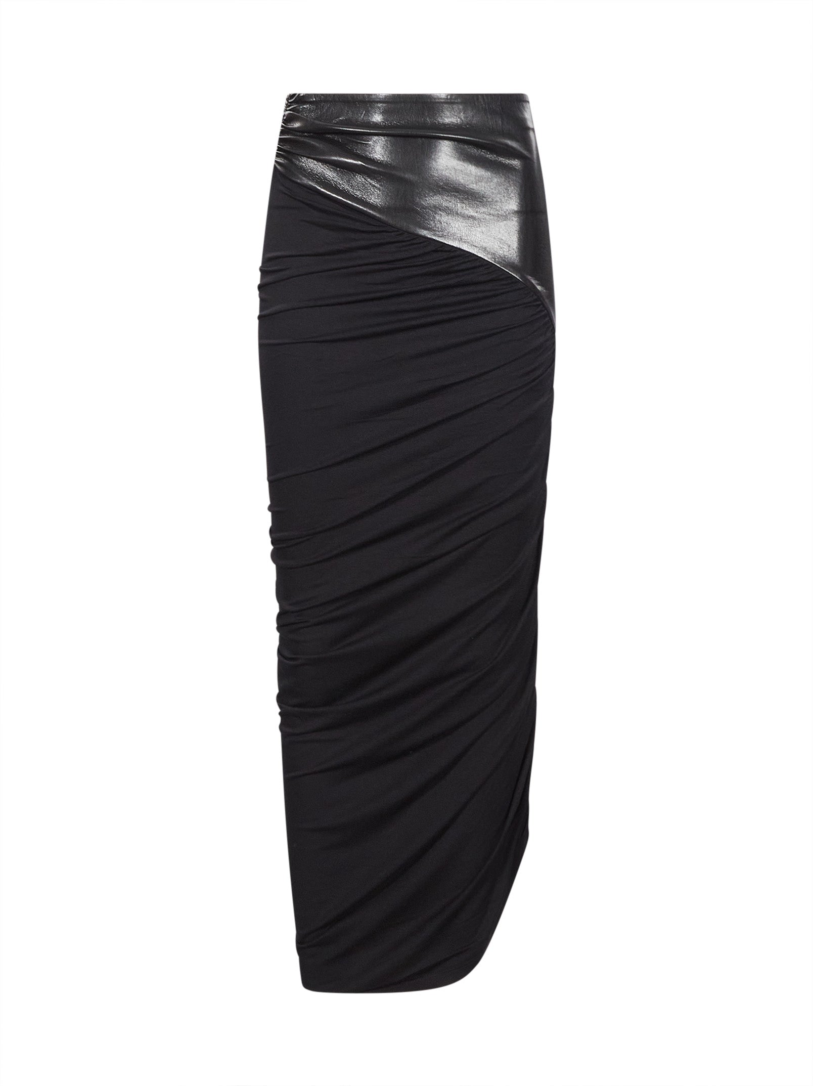 Gonna midi Ursula con dettagli in pelle in nero 