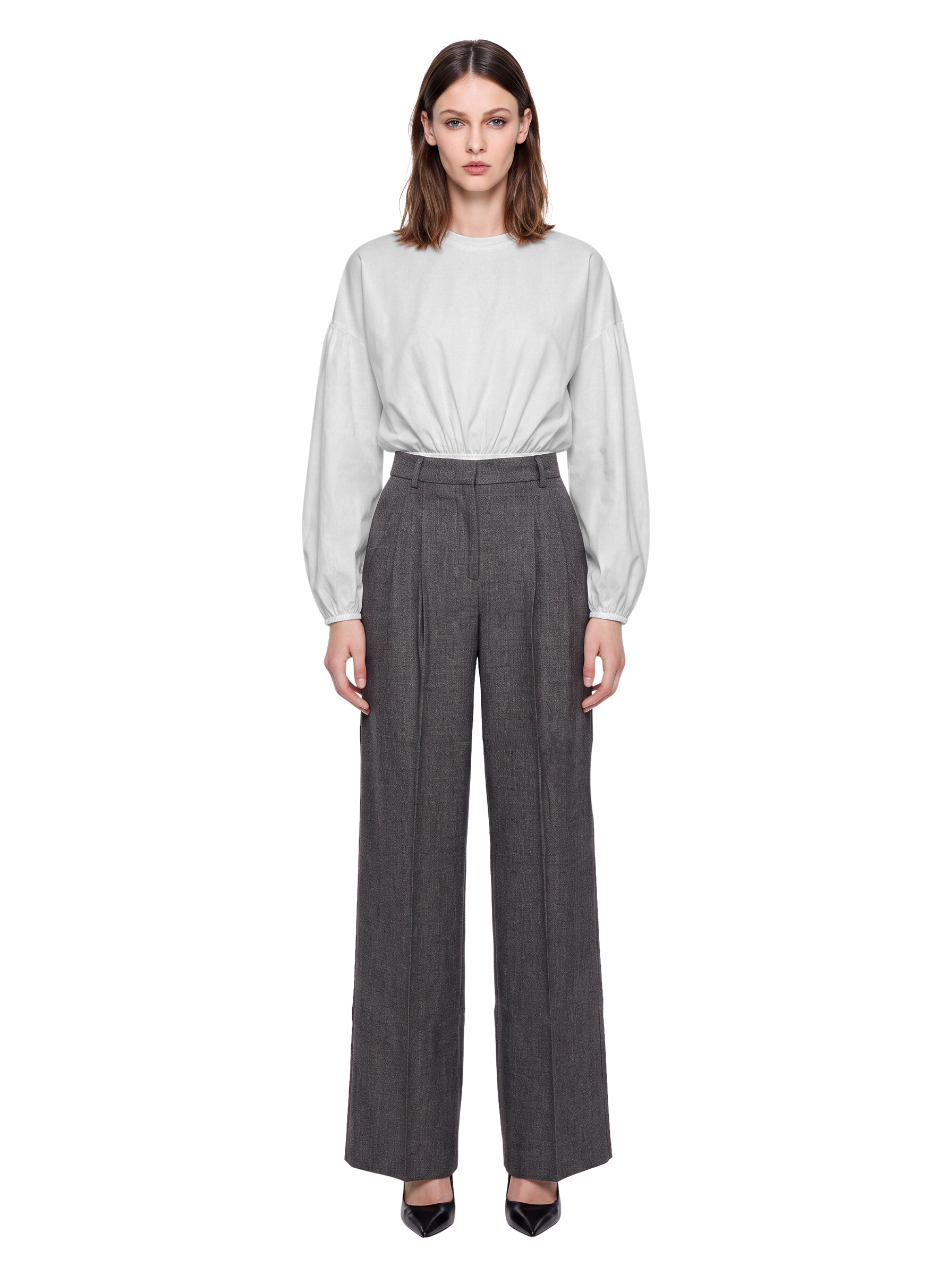 Pantaloni a vita alta nathalie in grigio 