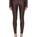 Leggings lucidi Holly '80s in marrone 