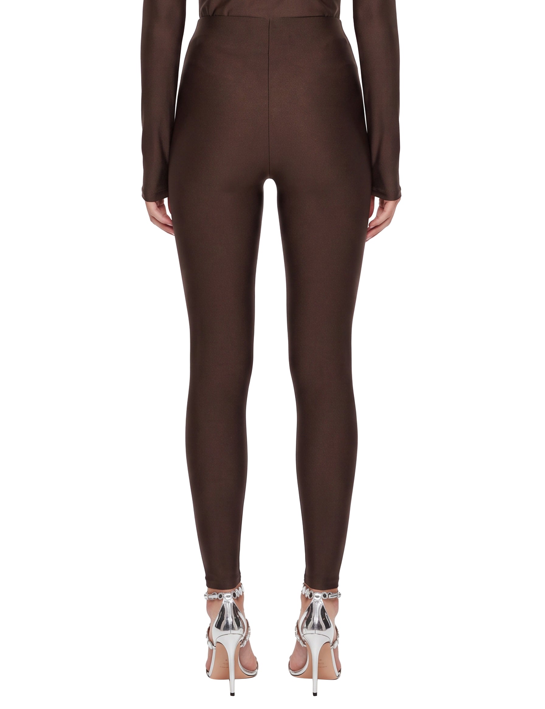 Leggings lucidi Holly '80s in marrone 