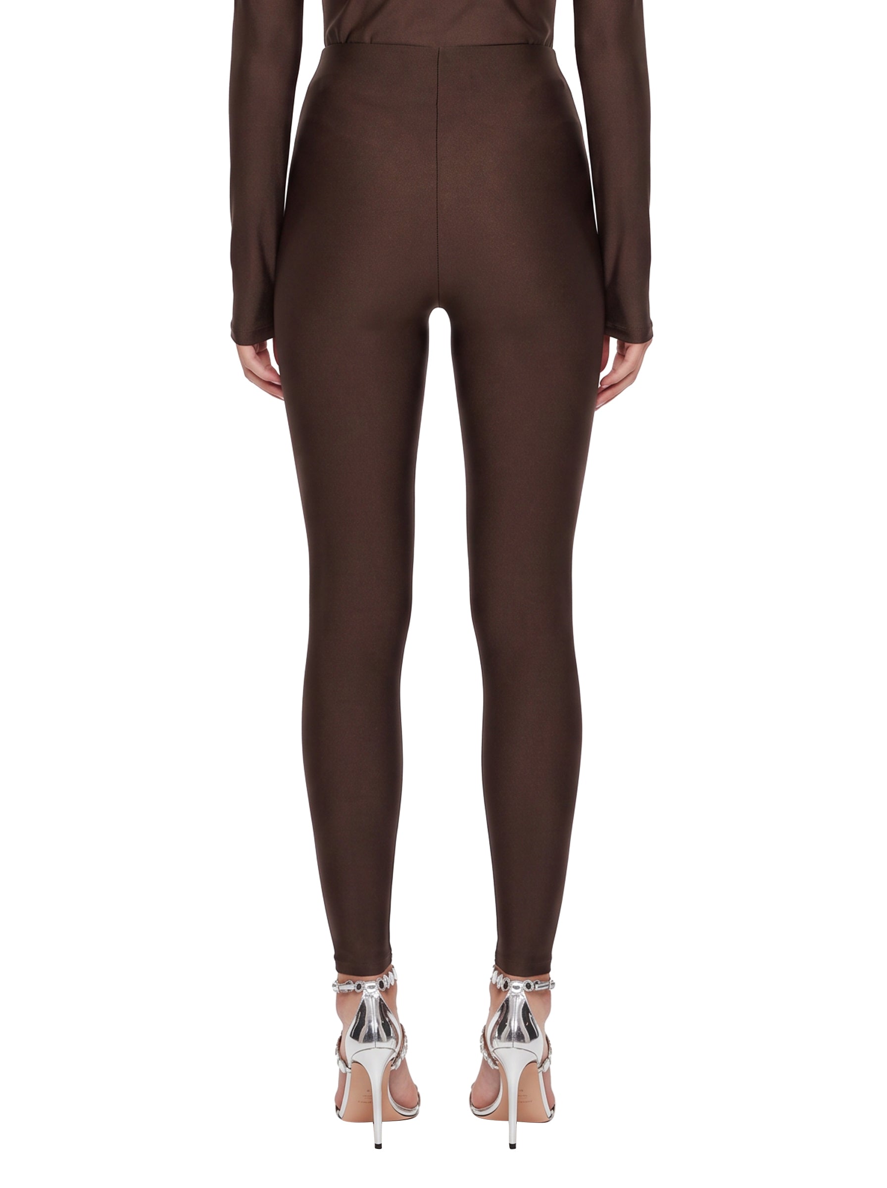 Leggings lucidi Holly '80s in marrone 