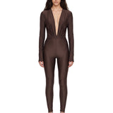 Leggings lucidi Holly '80s in marrone 