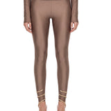 Leggings a vita alta con finitura lucida vicky in beige 