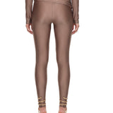 Leggings a vita alta con finitura lucida vicky in beige 