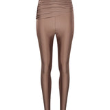 Leggings a vita alta con finitura lucida vicky in beige 