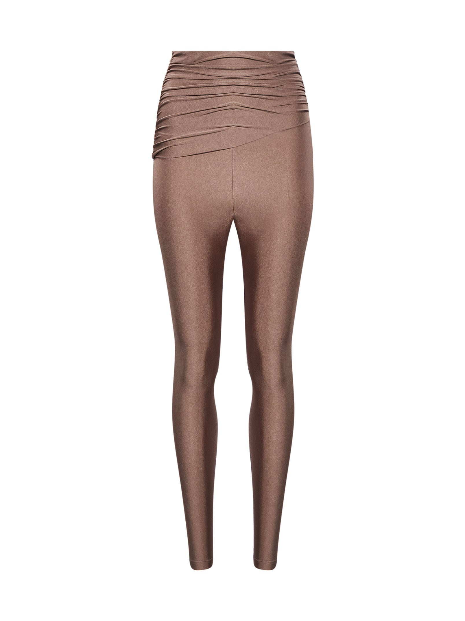Leggings a vita alta con finitura lucida vicky in beige 