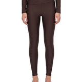 Leggings a vita alta con finitura lucida vicky in marrone 