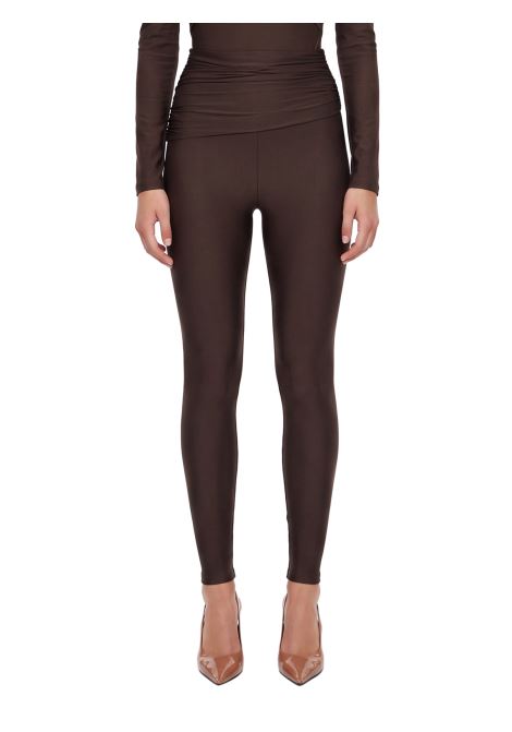 Leggings a vita alta con finitura lucida vicky in marrone 