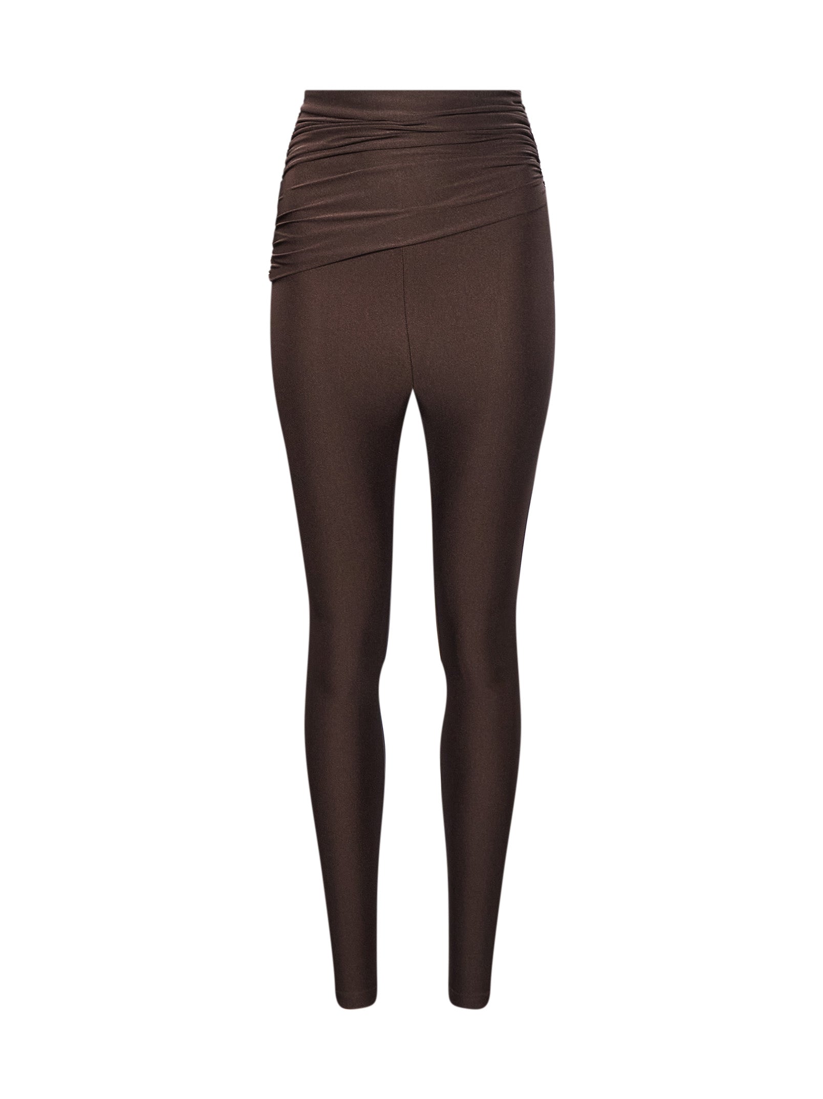 Leggings a vita alta con finitura lucida vicky in marrone 