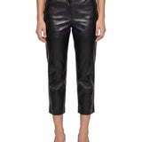 Pantaloni capri Axelle in eco pelle in nero 