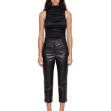 Pantaloni capri Axelle in eco pelle in nero 