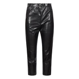 Pantaloni capri Axelle in eco pelle in nero 