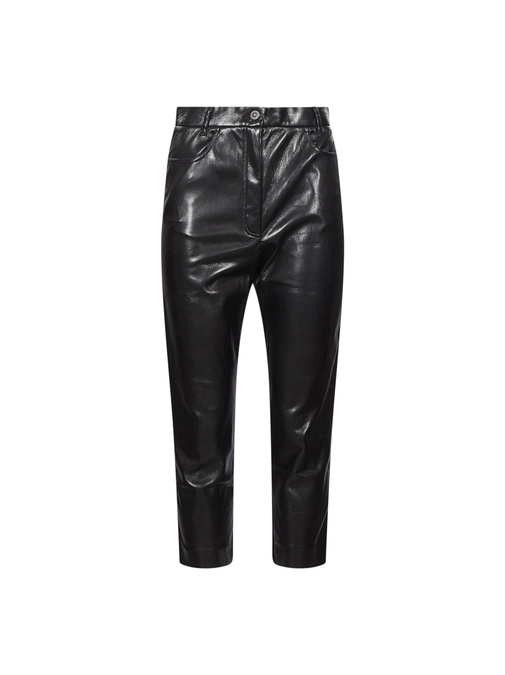 Pantaloni capri Axelle in eco pelle in nero 