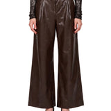 Pantaloni Sasha a gamba larga in marrone 