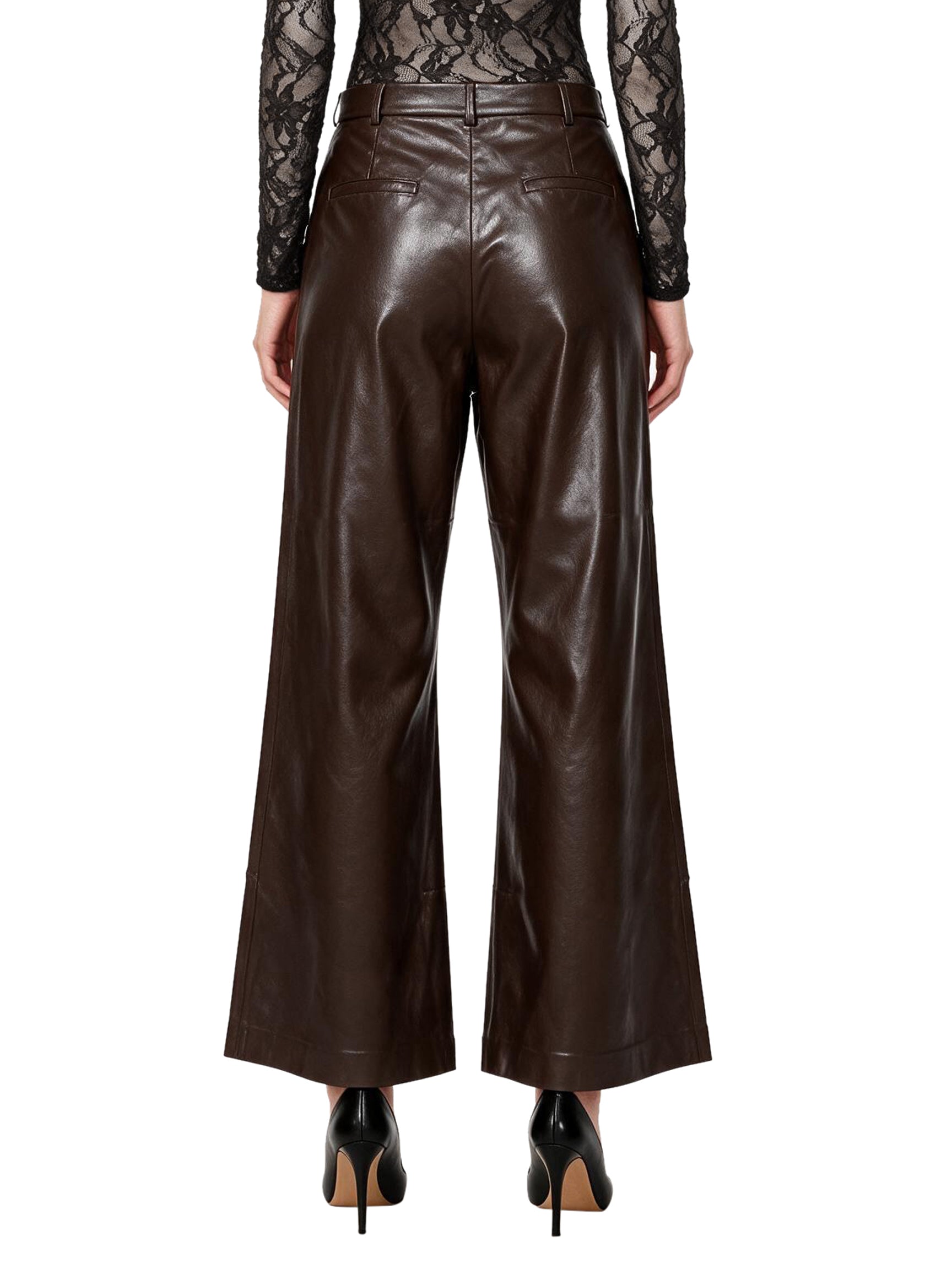 Pantaloni Sasha a gamba larga in marrone 