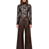 Pantaloni Sasha a gamba larga in marrone 