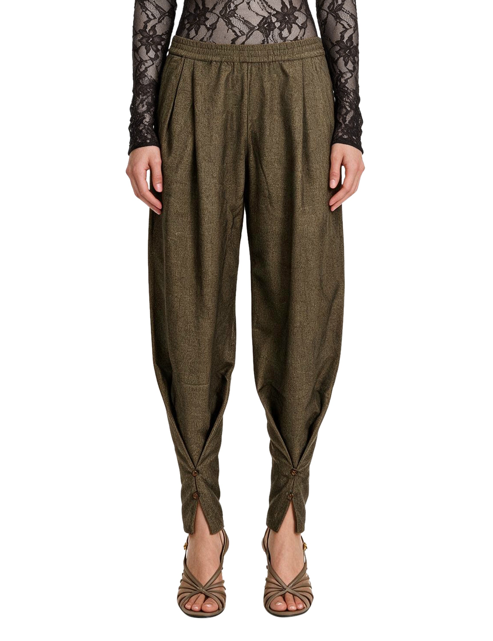 Pantaloni renee con dettagli con bottoni in verde 