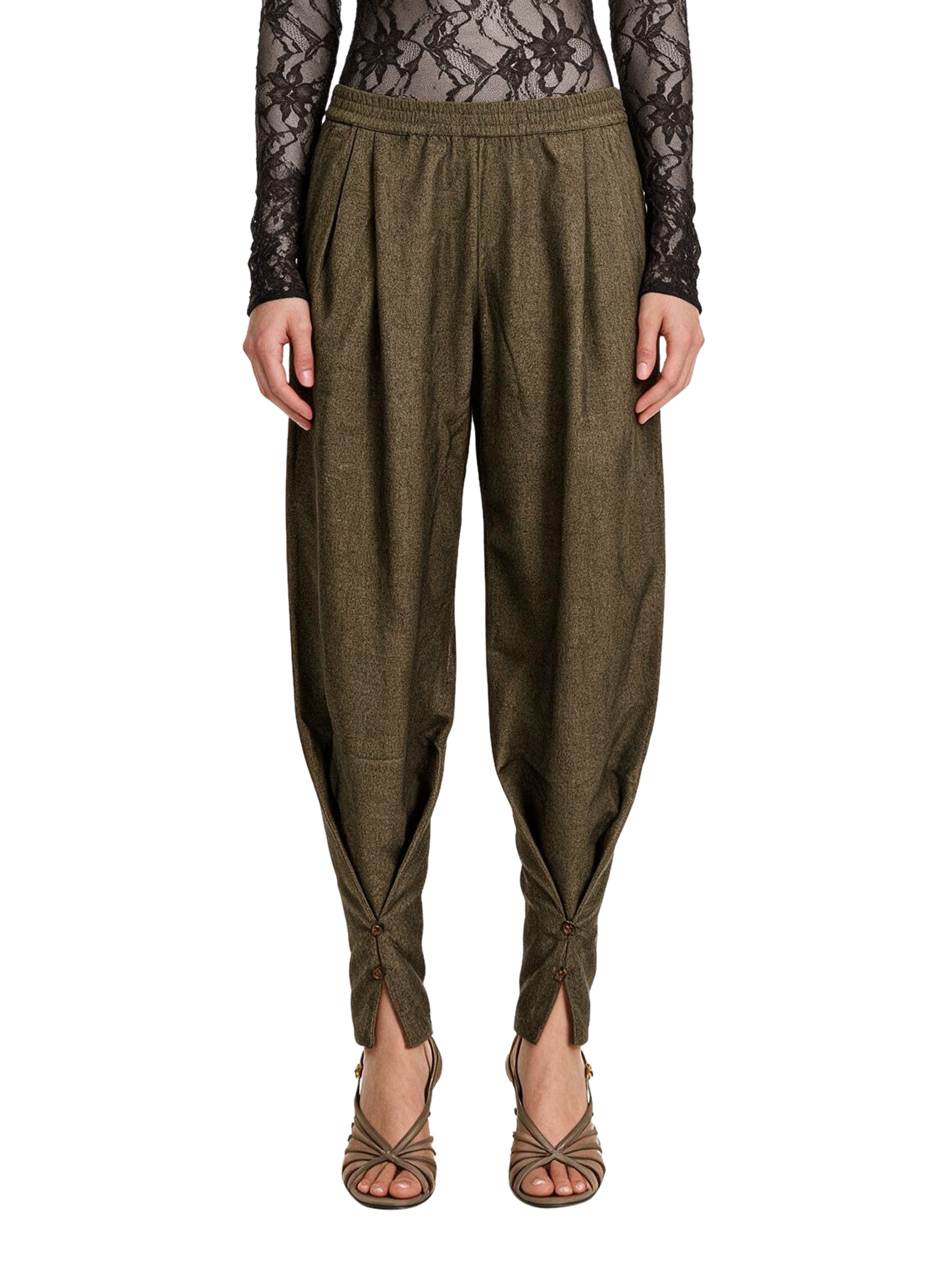 Pantaloni renee con dettagli con bottoni in verde 