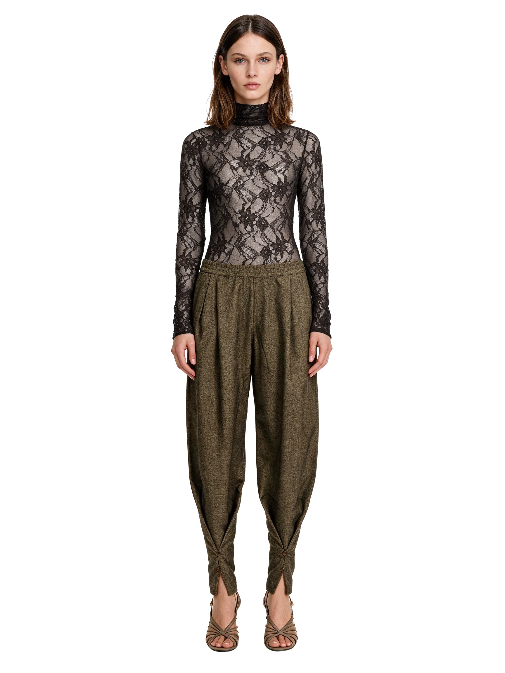 Pantaloni renee con dettagli con bottoni in verde 