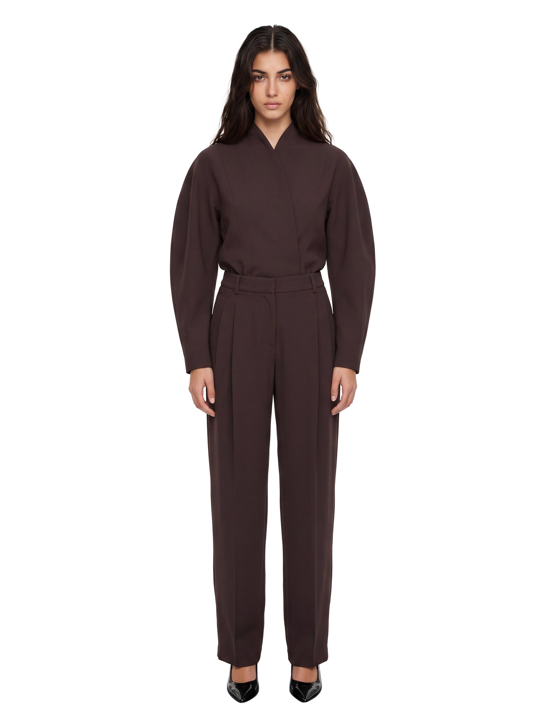 Pantaloni a gamba larga Tracy in bordeaux 