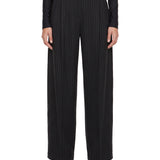 Pantaloni Astra a righe con dettaglio in eco pelle in nero 