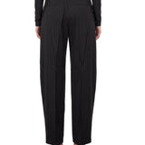 Pantaloni Astra a righe con dettaglio in eco pelle in nero 