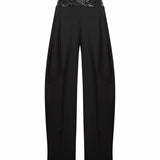 Pantaloni Astra a righe con dettaglio in eco pelle in nero 