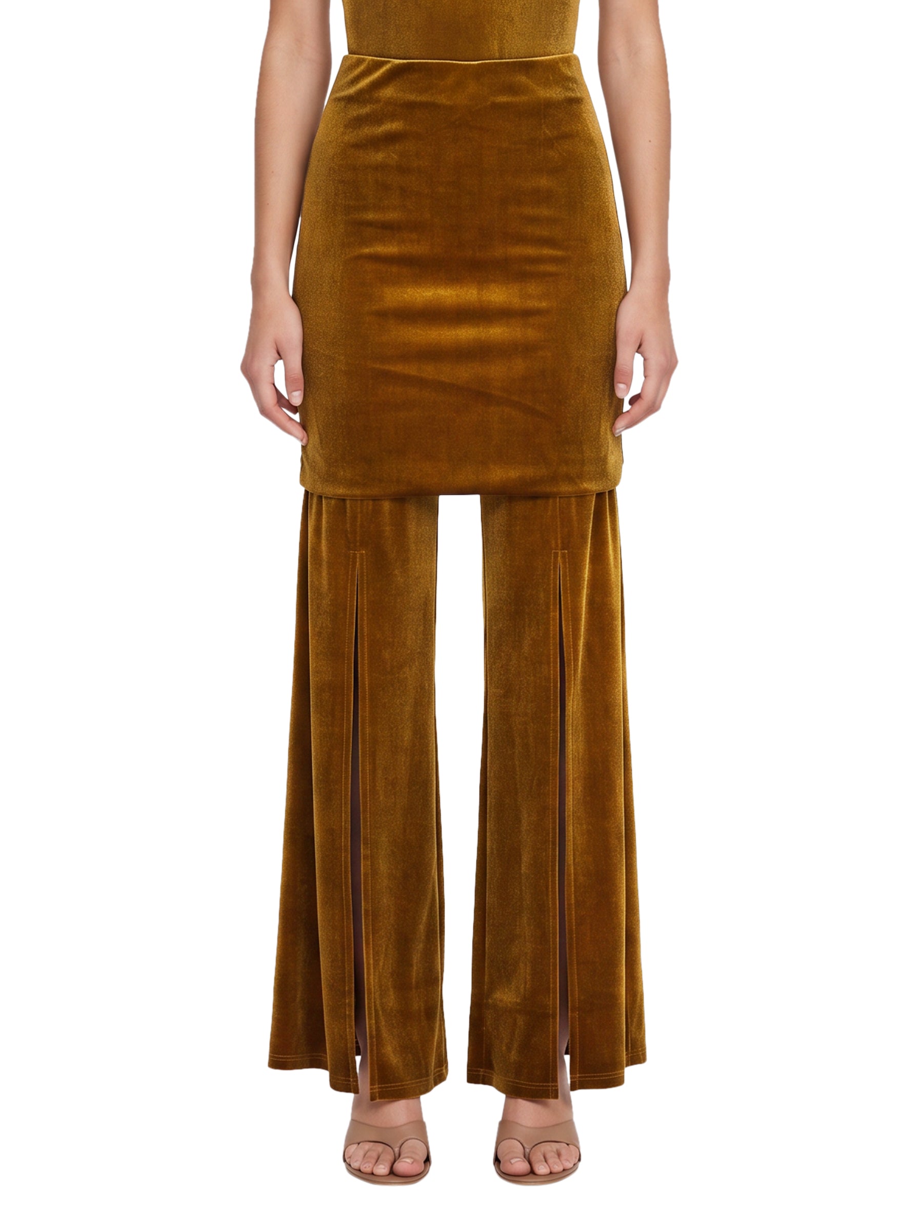 Pantaloni Boney in velluto con risvolto in giallo 