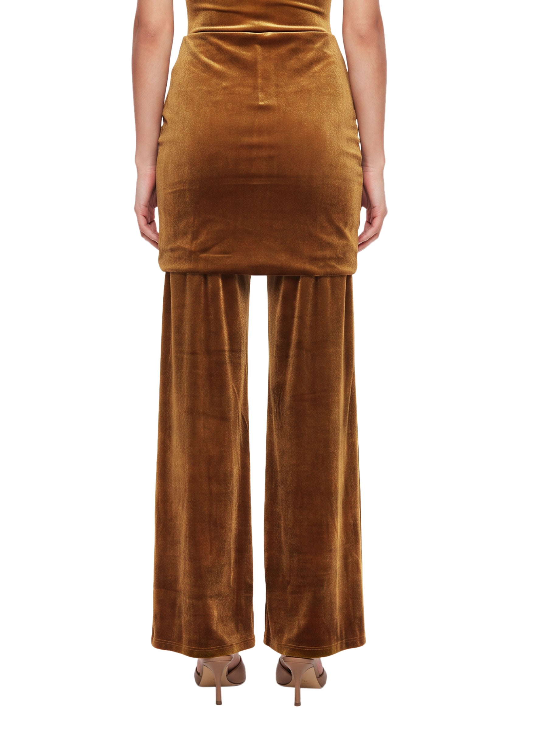 Pantaloni Boney in velluto con risvolto in giallo 