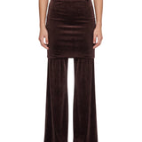 Pantaloni Boney in velluto con risvolto in marrone 