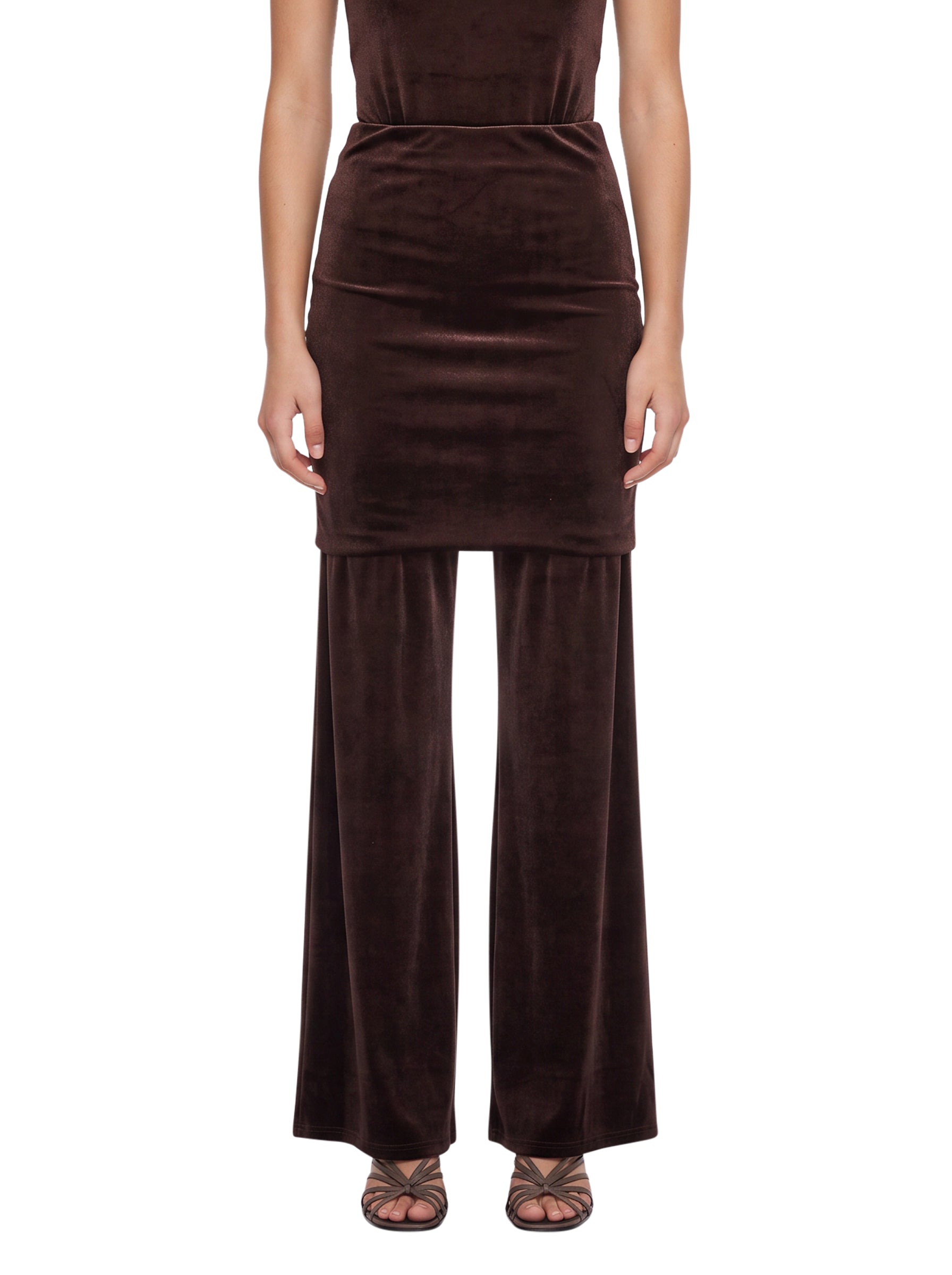 Pantaloni Boney in velluto con risvolto in marrone 