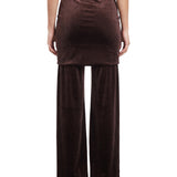Pantaloni Boney in velluto con risvolto in marrone 