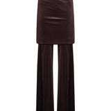 Pantaloni Boney in velluto con risvolto in marrone 
