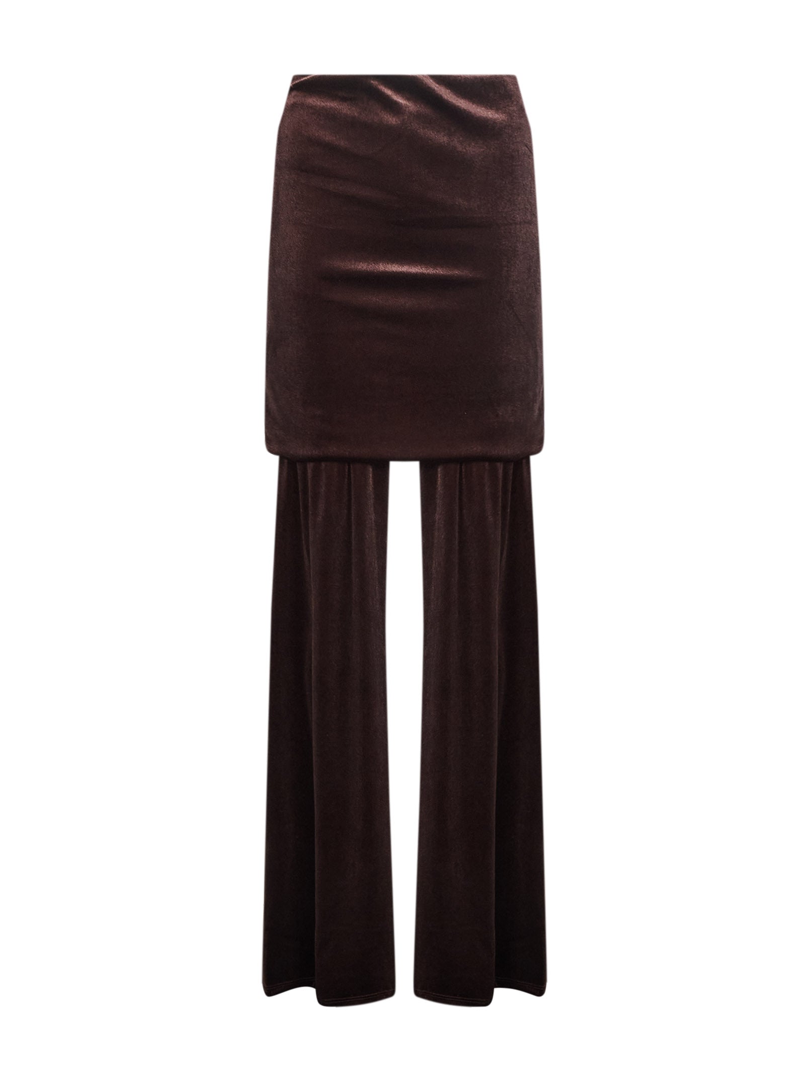 Pantaloni Boney in velluto con risvolto in marrone 