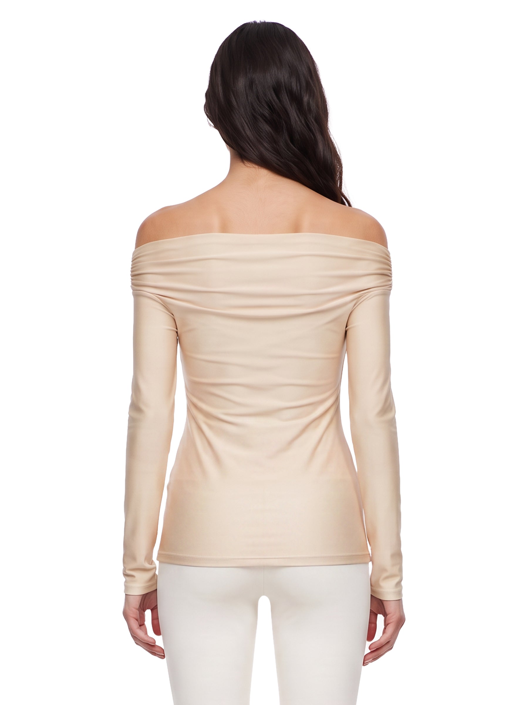 Top con spalle scoperte in beige 