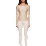 Top con spalle scoperte in beige 