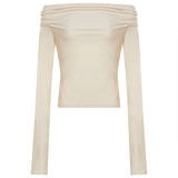 Top con spalle scoperte in beige 