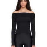 Top con spalle scoperte in nero 