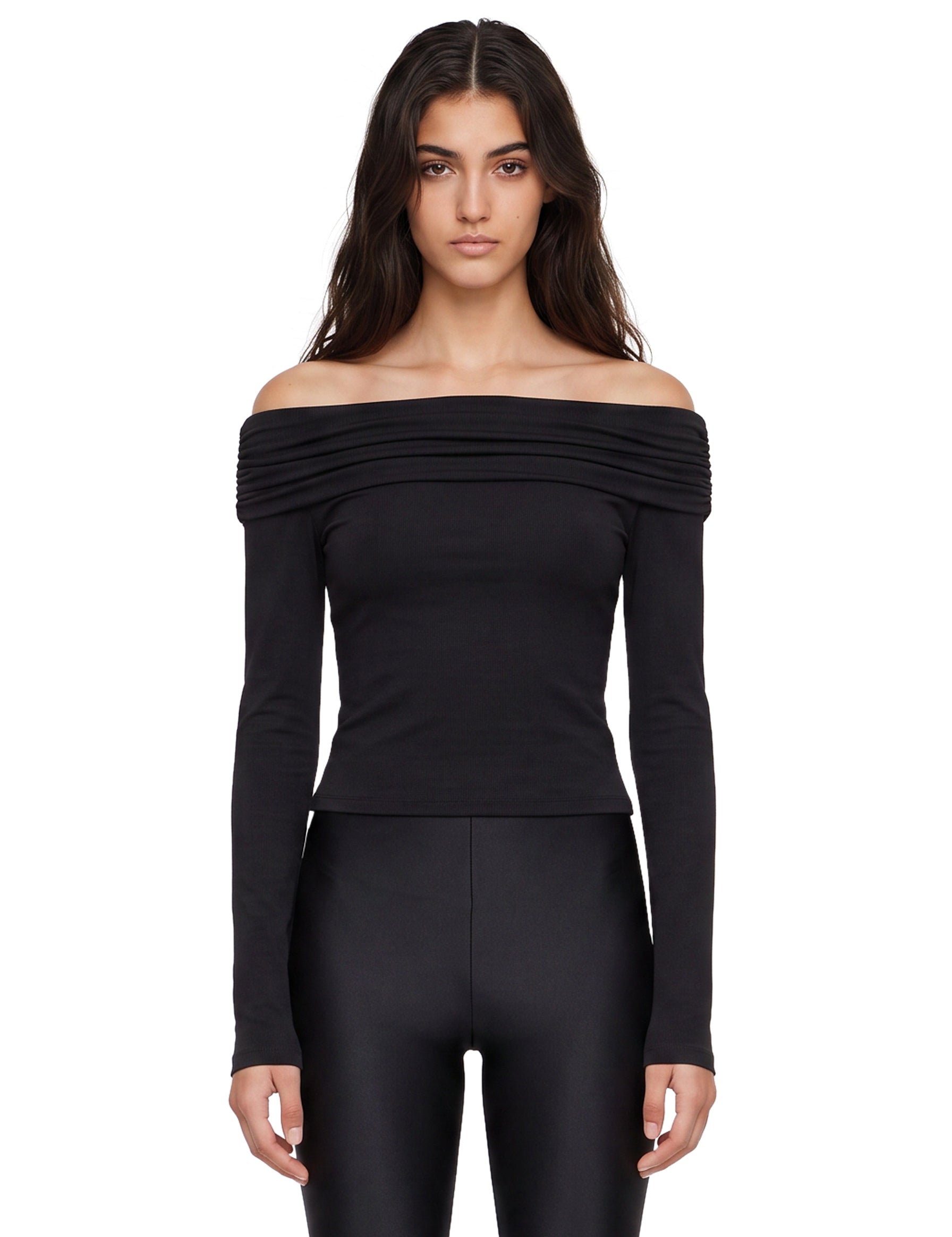 Top con spalle scoperte in nero 
