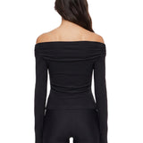 Top con spalle scoperte in nero 