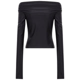 Top con spalle scoperte in nero 