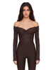 Body senza spalline a maniche lunghe Kendall in marrone