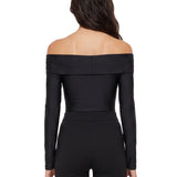 Body senza spalline a maniche lunghe Kendall in nero 