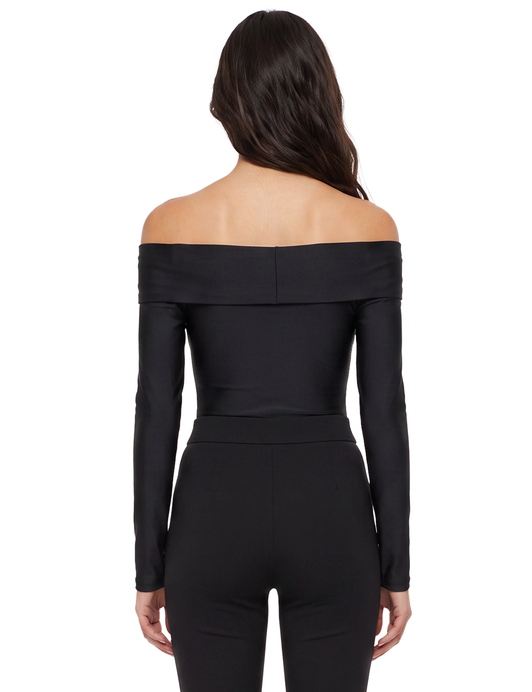 Body senza spalline a maniche lunghe Kendall in nero 
